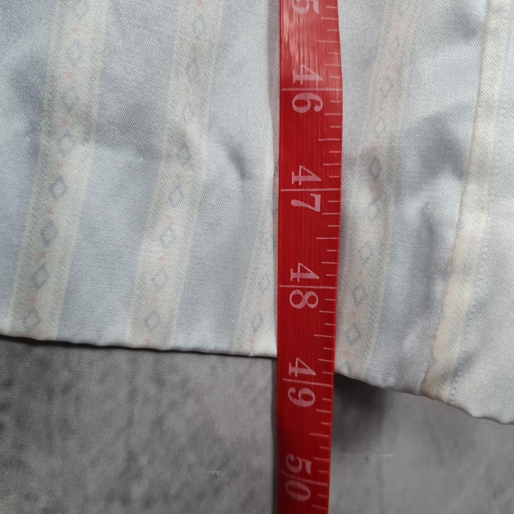 Vintage Christian Dior Robe Womens Large Blue Satin Kimono Striped Logo Belted - Picture 14 of 16